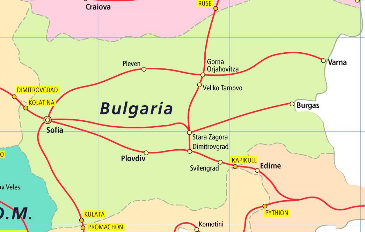 ブルガリア鉄道の地図