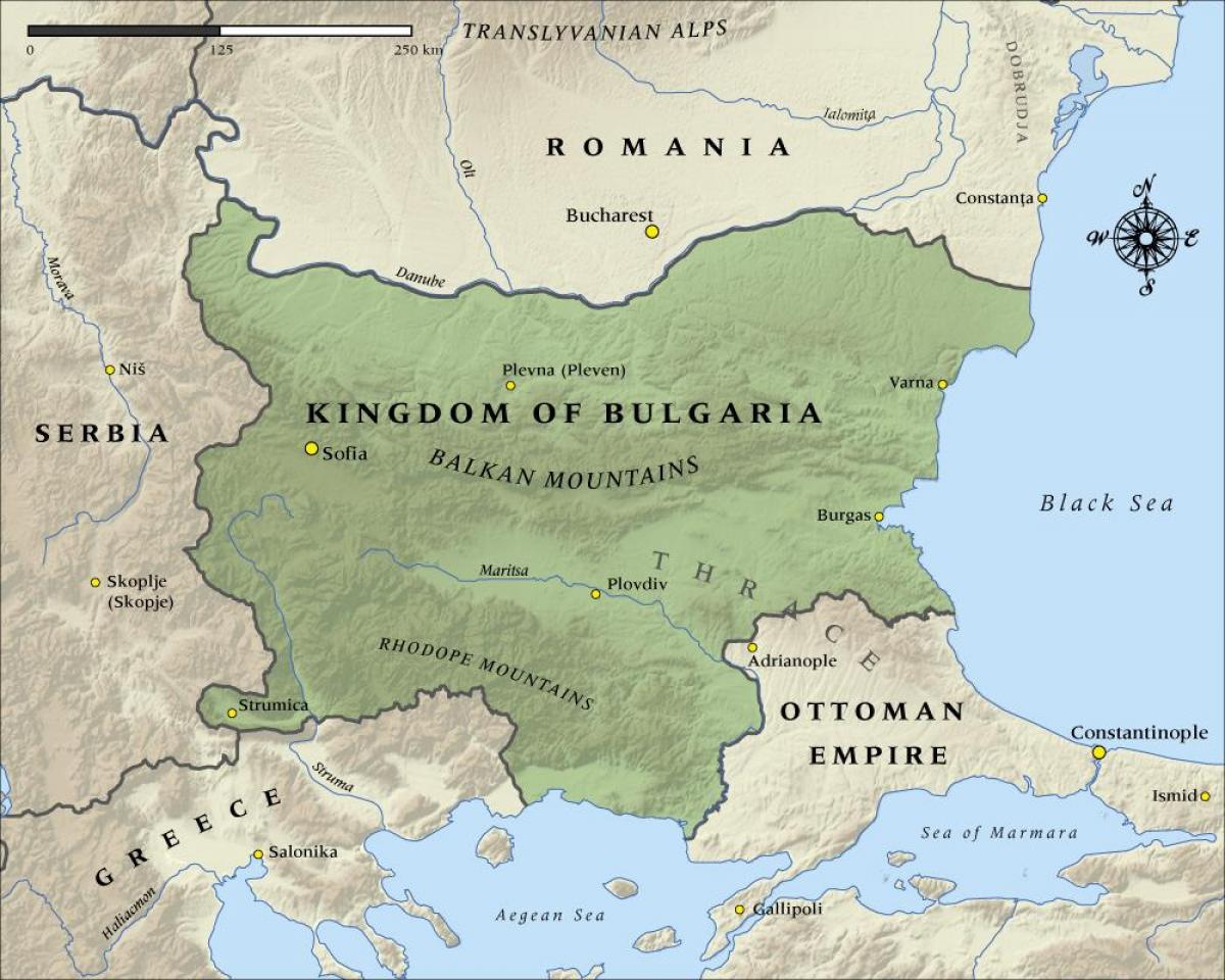 地図の古いブルガリア