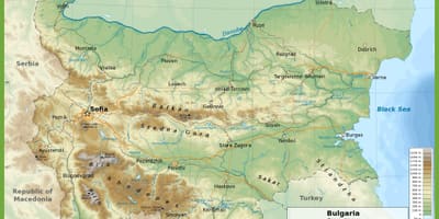 ブルガリアの地形図