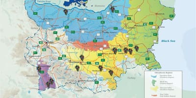 地図のブルガリアワイン